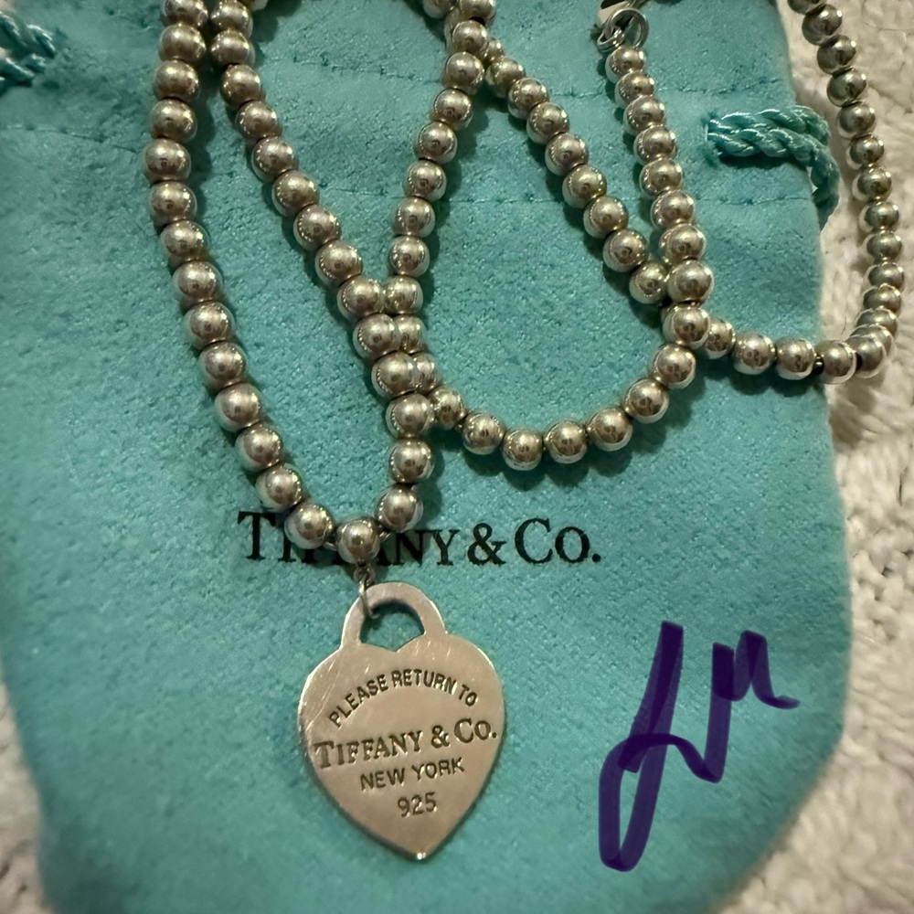 Tiffany & Co. Silver Bead Heart Necklace